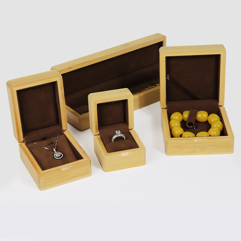 Bamboo Wood Jade Jewelry Box Earrings