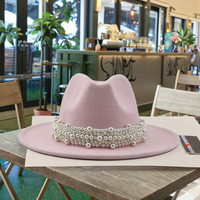 Chapeaux Fedora en Laine Dorée Sigma Gamma Rho pour Femme, Collection Automne Hiver, Vente en Gros, Chapeaux en Feutre de Lapin avec Perles