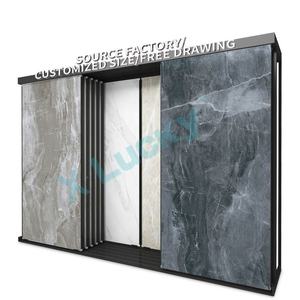 Support de présentation coulissant pour échantillons de sol sur mesure en salle d'exposition, présentoir <span class=keywords><strong>horizontal</strong></span> pour dalles de pierre frittée, présentoir de carreaux à pousser et à tirer - Product Image 1