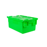 Boîte fourre-tout en plastique de stockage empilable et logistique Boîte de déménagement Conteneurs à couvercle attaché pour le stockage