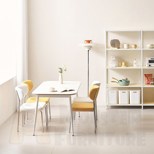 Silla de Día Moderna para Restaurante, Silla Comercial para Cafetería, Tapizada en Tela Bouclé Suave, Compacta, Cómoda, Apilable, Sin Herramientas - Product Image 6