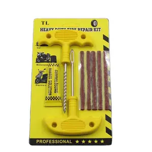 Kit reparasi kebocoran ban darurat, alat tambal ban datar Tubeless Plug strip untuk sepeda motor Van