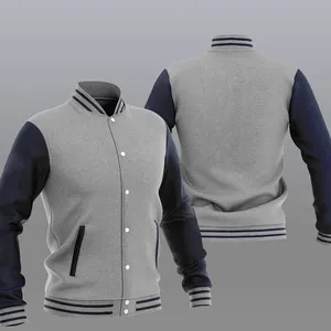 Wholesale OEM Custom Winter Vintage School College Men's Jackets Coat Striped Rib Letterman Plus size crop Varsity Jacket Man