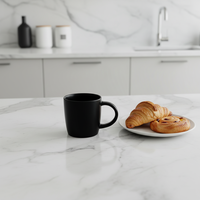 Service de table en grès de qualité supérieure Guangda |   Assiettes et tasses en céramique noire émaillée |   Utilisation domestique, compatible lave-vaisselle, compatible micro-ondes, résistant à la chaleur