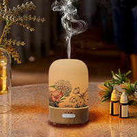 Diffuseur d'arômes ultrasonique avec base en bois, diffuseur d'huiles essentielles en verre portable, humidificateur silencieux pour la maison et le bureau
