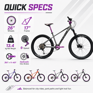 Bicicletta da Montagna Fuoristrada 26 Pollici 9 Velocità in Lega di Alluminio Leggera e Resistente con Freno a Disco Idraulico a Sgancio Rapido - Product Image 5