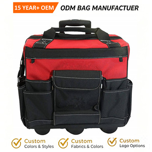 Wheeled Tool Storage Tote Portable <b>Wheel</b> Tool <b>Bag</b> for Garage Workshop 15-20L Rolling Tool <b>Bag</b> <b>With</b> Handrail Wear Resistant - Product Image 1