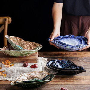 Vaisselle en céramique rétro et créative pour restaurant de cuisine japonaise, assiettes à sushi et sashimi, coquilles d'huîtres en céramique - Product Image 5
