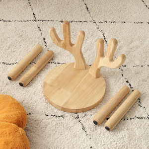 Taburete de Madera Maciza con Forma de Ciervo, Color Natural, Silla Infantil de Estilo Nórdico con Temática Animal - Product Image 4
