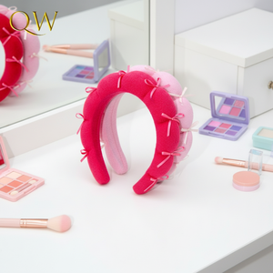 ที่คาดผมผ้าขนหนูรูปโบว์ทำมือสำหรับวันวาเลนไทน์ พร้อมโบว์ผูกผม ใช้สำหรับล้างหน้าและเป็นเครื่องประดับผมสำหรับผู้หญิง - Product Image 1