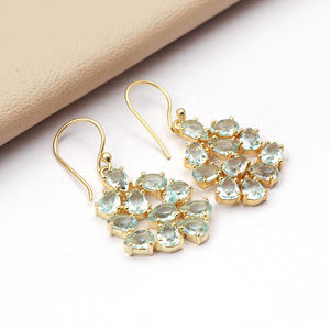 ต่างหูตะขอบุษราคัมสำหรับผู้หญิง,ต่างหูแฟชั่นทำมืออัญมณีชุบทองเครื่องประดับอัญมณีทำมือสำหรับผู้หญิง - Product Image 2