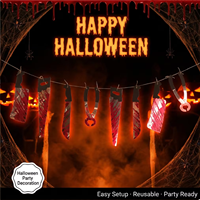 Guirlande de décoration d'Halloween transfrontalière sur le thème du sang pour maison hantée, avec couteaux en papier et guirlandes suspendues pour farces