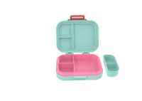 Boîte à lunch bento pour enfants et nouveau-nés, 3 compartiments, portable, étanche, compatible micro-ondes, sans BPA, avec couvercle en plastique et plateau supplémentaire