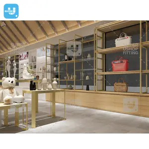 Fashion Gift Souvenirs Shop Interior Decorations Customized Gold Clothing Display Rack For Retail Boutique Store Furniture