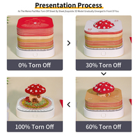 Modèle de maison champignon en papier 3D avec calendrier, lumière LED et couvercle anti-poussière transparent, ornement de bureau, cadeaux de Noël créatifs