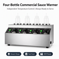 Chauffe-sauces électrique pour la restauration, capacité 0,8L*4, plage de température 30-85°C, équipement de cuisine professionnelle