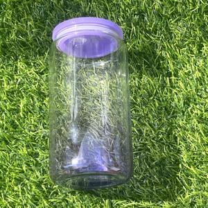 2023 tin tức thăng hoa 16oz rõ ràng chai thủy tinh <span class=keywords><strong>Libby</strong></span> lọ thủy tinh với màu nhựa nắp và rơm Ombre Tumbler cho in ấn nóng - Product Image 4