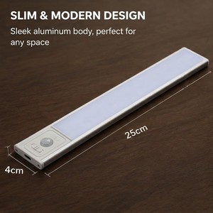Smart PIR Motion <b>Sensor</b> <b>LED</b> Cabinet <b>Light</b> Aluminum Alloy Rechargeable Under Counter <b>Light</b> With Type-C Charging - Product Image 3