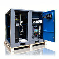 Compresseur d'air à vis à aimant permanent bi-étagé 22KW 30HP 8-13bar avec contrôle VFD, pompe stationnaire lubrifiée pour usine