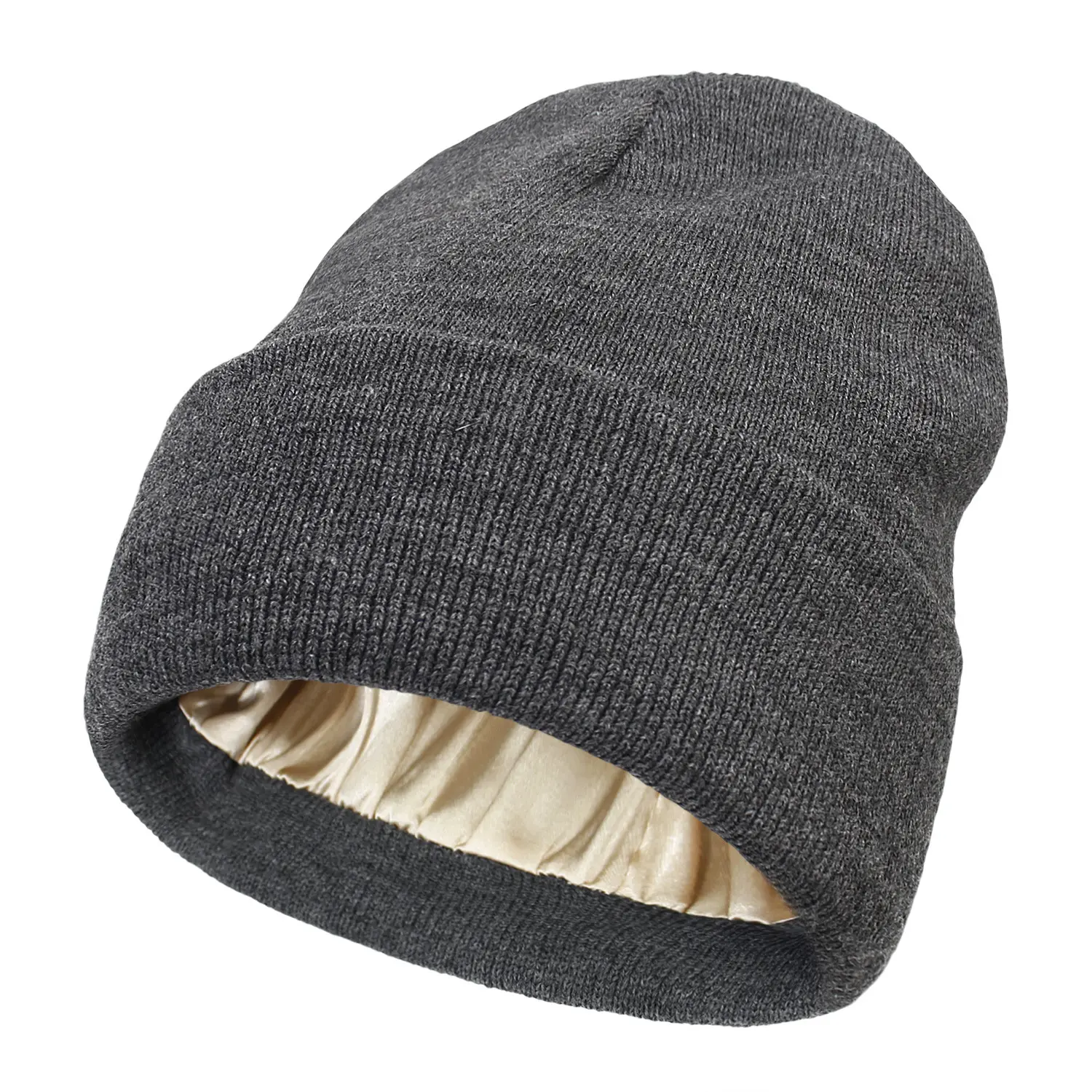 Kadınlar için 2024 yeni kış bere şapka saten kaplı kablo örgü kasketleri kafatası sıcak kap