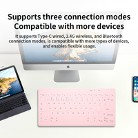 Clavier rose en silicone silencieux à 78 touches, étanche, trois modes, résistant aux déversements, USB Type-C, sans rétroéclairage, compatible avec tous les pads