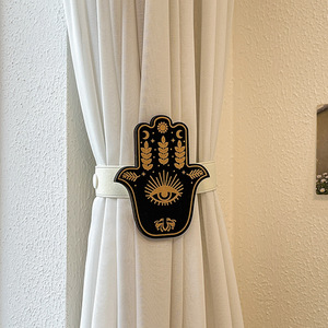 Cortina de Cuerda de Madera con Diseño Moderno de Búho de Dibujos Animados, Decoración Creativa para <span class=keywords><strong>el</strong></span> Hogar, Hebilla Artística de Corazón para Aniversario, Sin Necesidad de Perforar - Product Image 3