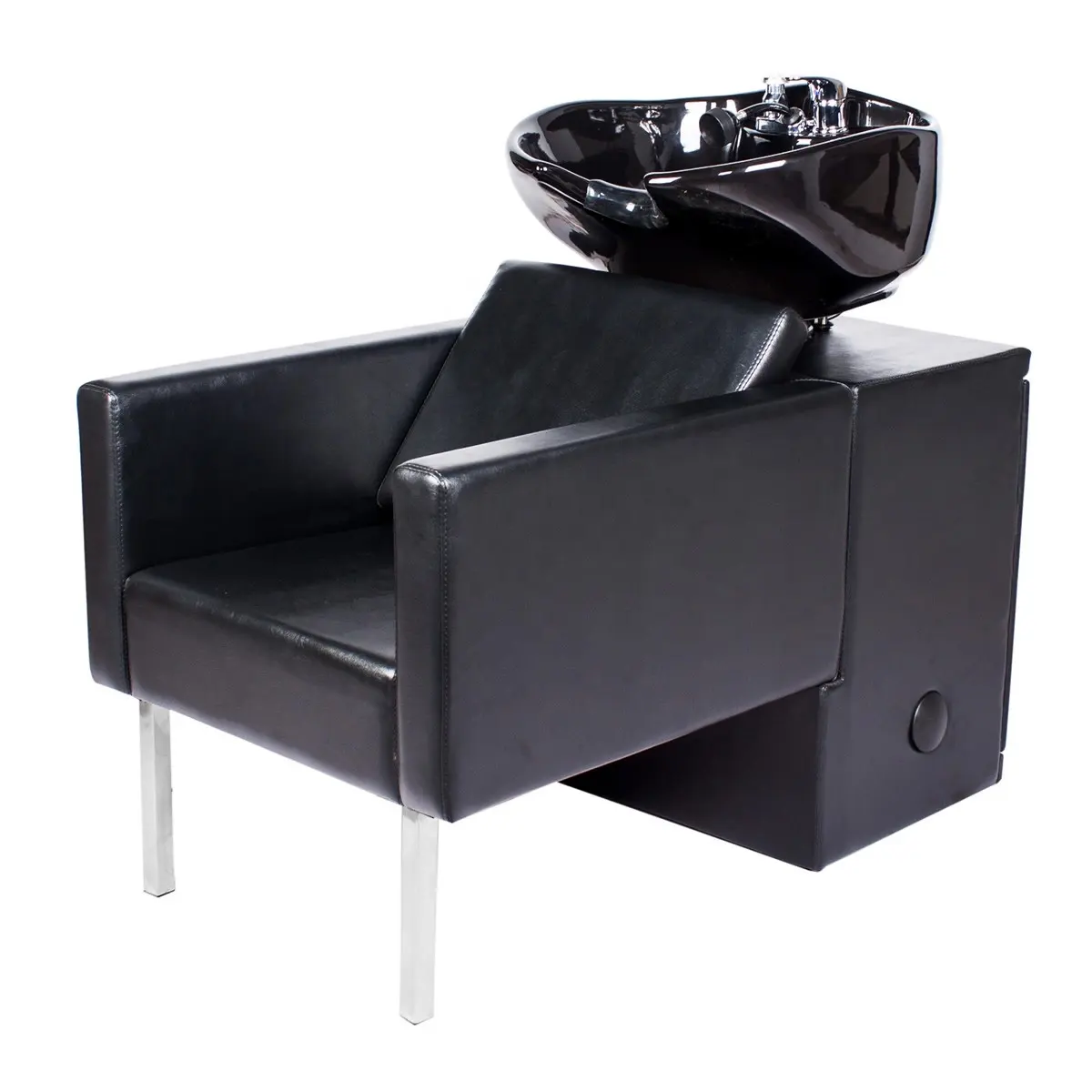 Black Shampoo Chair Simple Semi-Recumbent Salon Shampoo Chair Special Ceramic Basin Sitting Shampoo Chair For Beauty Salon