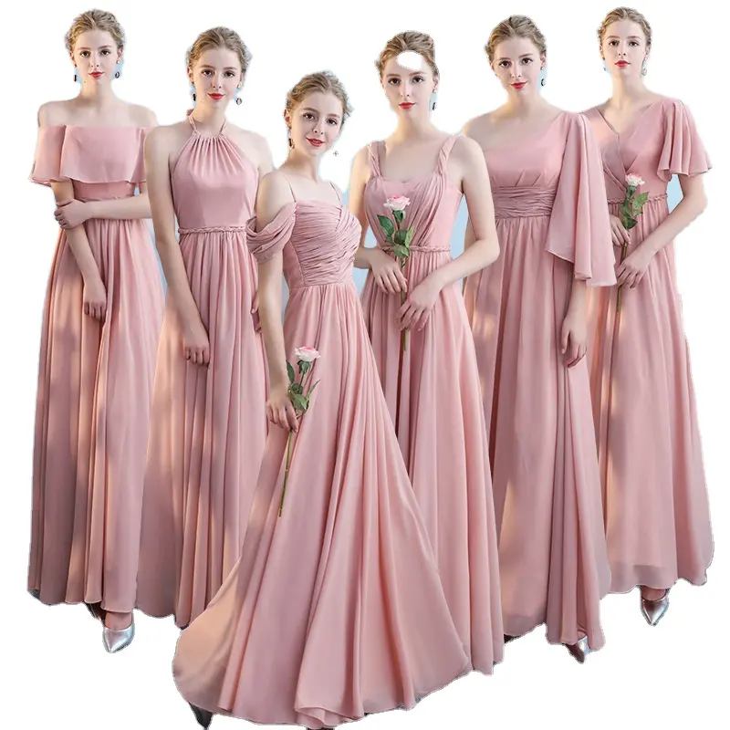 Vestidos New Off Shoulder Bridesmaid Elegant Prom Party Dress Pink Long Maxi Dress Sexy Light Bridesmaid Dresses