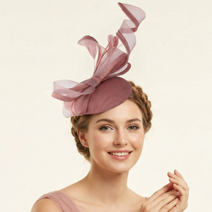Chapeau de cocktail doré pour femme avec nœud en tulle, fascinateur élégant pour mariage, église et Derby - Product Image 4