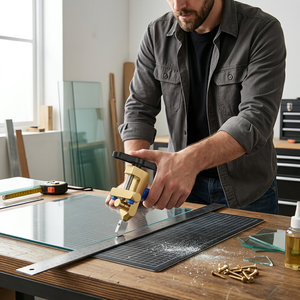 Coupe-<span class=keywords><strong>verre</strong></span> manuel tout-en-un en acier allié, pratique, confortable, léger, pour bricolage, outil de coupe de <span class=keywords><strong>verre</strong></span> et de carrelage - Product Image 1