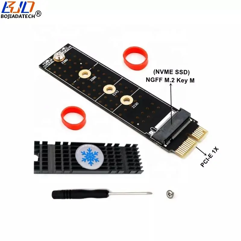 Toptan PCI-E PCI Express 1X NGFF M.2 anahtar M SSD adaptör kartı için soğutucu ile M2 NVME katı hal sürücü