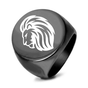 Anillo de Acero Inoxidable con Cabeza de León para Hombre, 22MM, Grabado Láser Redondo, Color Dorado, Joyería de Moda, Regalo - Product Image 5