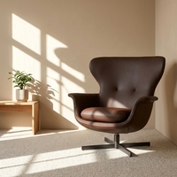 Fauteuil pivotant d'appoint de style Mid-Century Modern avec dossier haut, rembourré, pour salon ou hôtel