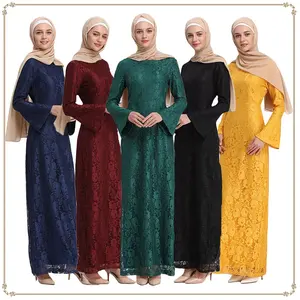Toptan müslüman etnik tarzı müslüman elbise Abaya Dubai uzun kollu kadınlar için İslami giyim müslüman elbise