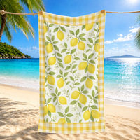 Microfiber Sand Free Beach Towel Quick Dry Fresh Lemon Fruit Floral Print Large Lightweight Pool Bath Towel for Women Summer