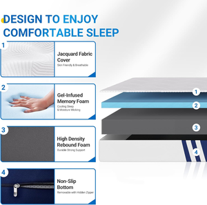 TriFolding RV Car Bed Mattress 4 pulgadas plegable de bambú de alta densidad de espuma viscoelástica colchón <span class=keywords><strong>Topper</strong></span> cubierta para viajes de Camping - Product Image 2