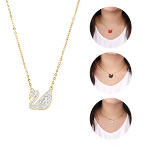 Light Luxury Stainless Steel <strong>Jewelry</strong> Elegant White <strong>Swan</strong> Inlaid Zircon Necklace Engagement Party <strong>Jewelry</strong> for Women - Product Image 1