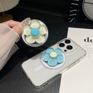 Support de téléphone magnétique de bureau motif floral style frais, tendance Instagram estivale, avec autocollant télescopique super résistant - Product Image 3