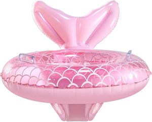 Bouée de sauvetage gonflable en PVC écologique en forme de queue de sirène rose pour enfants, siège de bain de sécurité pour bébé - Product Image 1