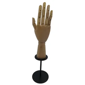 Flexible Wooden Display Hand Mannequin With Metal Base Adjustable Mannequin Hands Model for Wallet / Bag / Jewelry Display