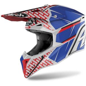Casco Airoh Wraap Cross Bianco Blu Rosso M in Termoplastica per Moto da Corsa - Product Image 1
