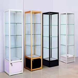 Bon marché, <span class=keywords><strong>vitrine</strong></span> de tour d'affichage en verre commerciale pour objets de <span class=keywords><strong>collection</strong></span>, <span class=keywords><strong>vitrine</strong></span> à cadre en aluminium verrouillable - Product Image 5