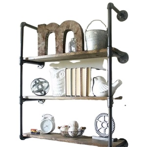 Étagère murale industrielle en fer, bibliothèque rétro, support de suspension rustique, étagère de rangement <span class=keywords><strong>bricolage</strong></span> avec bride de sol - Product Image 3