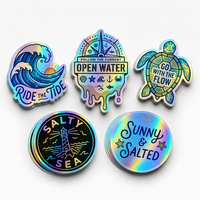 Autocollants personnalisés avec logo holographique de marque, impression imperméable, vinyle décoratif pour ordinateur portable, pour boîte à gobelets, petite entreprise