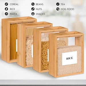 Distributeur de céréales de grande capacité, personnalisé avec logo, moderne, en bambou, écologique, durable, sans BPA, pour conserver la fraîcheur des aliments - Product Image 4