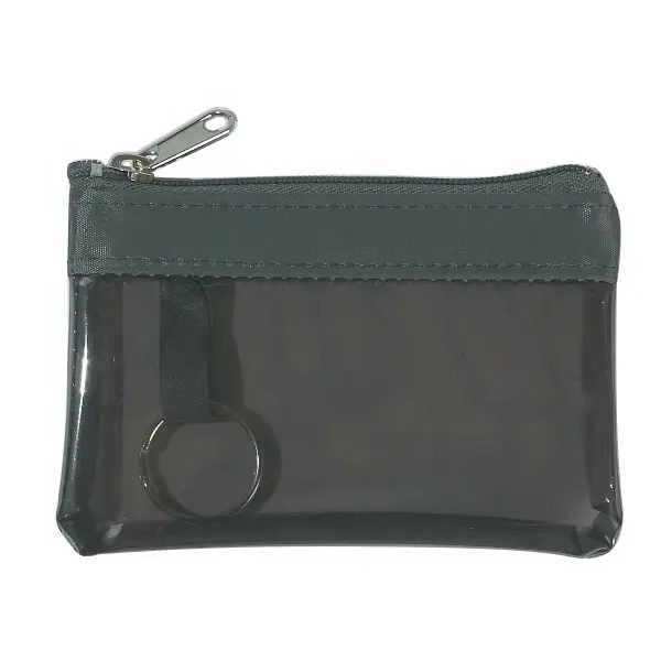 กระเป๋าใส่เหรียญซิปโปร่งแสง PVC ขนาดเล็กพร้อมกระเป๋าพวงกุญแจพร้อมโลโก้ แฟชั่นที่กําหนดเอง กระเป๋าใส่เหรียญแบบกําหนดเอง Unisex มีซิป