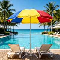 Parasol de plage color block avec support trépied et ancre de sable pour terrasse extérieure et camping