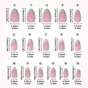 Nouvelles extensions d'ongles à presser transfrontalières, forme amande, pré-dessinées, fraîches, élégantes, style français, ornées de diamants, <span class=keywords><strong>32</strong></span> pièces - Product Image 3