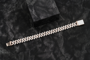 Trendy Diamond 10mm Cuban <b>Bracelet</b> 14K Solid Gold Two Tone Rose Gold Silver Hip Hop Wedding 6 Inch Jewelry - Product Image 3