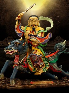 Statue en Cuivre Pur du Dieu du Tonnerre Yingyuan <span class=keywords><strong>de</strong></span> Neuf Jours, Puhua Tianzun, avec Gravure, Lei Gong Nanji, Changsheng, l'<span class=keywords><strong>Empereur</strong></span> monté sur un animal - Product Image 6